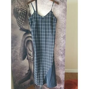 Anthropologie SKIES ARE BLUE Women's Spaghetti Strap Windowpane Print Dress S‎